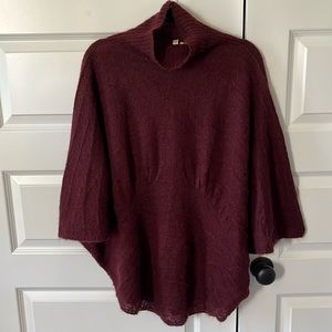 Anthropologie Moth Burgundy Poncho - size M/L